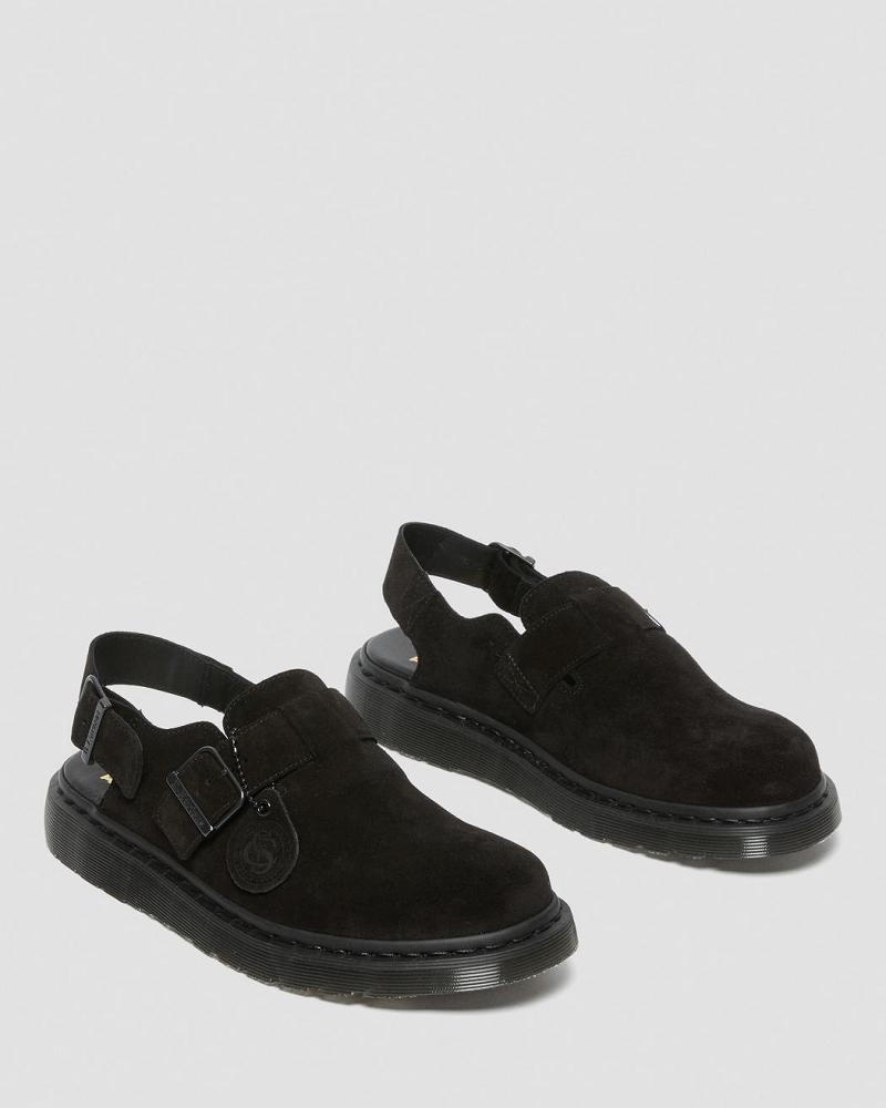 Sandalias Con Tiras Dr Martens Jorge Made in England Gamuza Slingbacks Hombre Negros | MX 167WNB